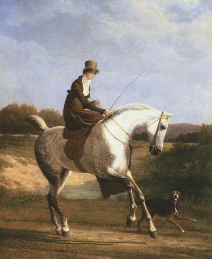 miss cazenove on a grey hunter